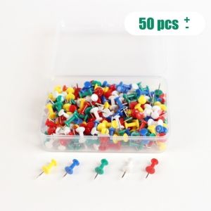 Colourful Push Pin With Storage Box Thumb Tack (±50 PCS) Office School Board Pins DIY Fixing Nails Bulletin Cork Board