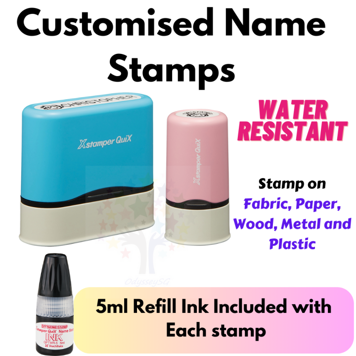 Customised Name Stamp Chop for Kids Suitable for use on Paper, Fabric