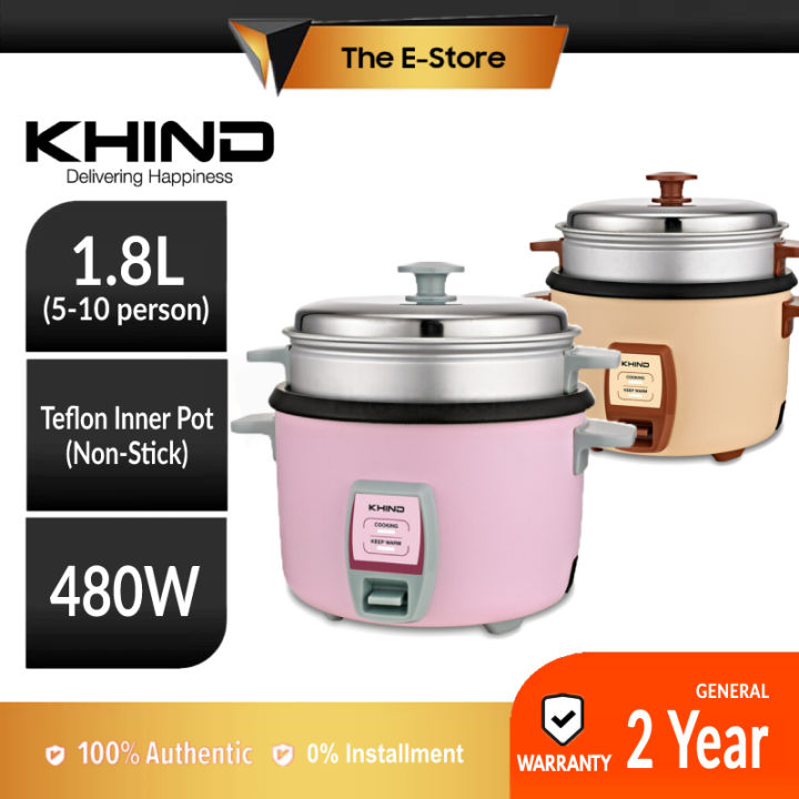 Khind 1.8L Non Stick Rice Cooker with Steam Tray RC918T (Baby