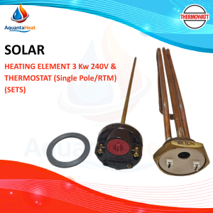 SOLAR Heating Element 3Kw 240V & Thermostat (Single Pole / RTM) (SET)