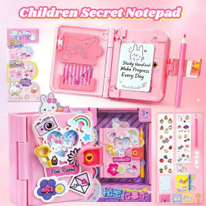 BERMA BABY Kids Secret Notebook with Lock Pink Rabbit Diary for Creative Writing Kawali Stationery Pretend Play