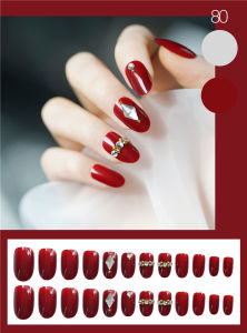 With Glue Trending 24pcs Pretty Nail Patch Glitter Matte 3D Manicure Nail Patch