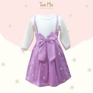 Two Mix Dress Anak Perempuan Bahan Kaos + Kain Katun usia 1-12 Tahun 4182
