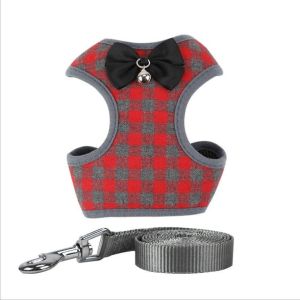 V.top Harness Kucing Tali Kucing Kelinci Rompi Anjing Hewan Lattice Style Peliharaan Babi Penyesuaian Lucu S M L