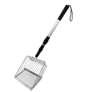 DewyBabe Cat Litter Scoop Stainless Steel Metal Shovel Long Handle Tahan Lama Easy Clean Heavy Duty For Tofu Litter Rumah Tangga