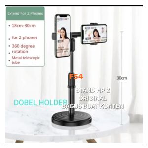 F54 ORIGINAL PRODUK STAND HP 2 CABANG HOLDER HANDPHONE DUAL DOUBLE DUA TIANG TRIPOD MINI TRIPODS