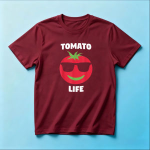 Cool Sunglasses Tomato Cartoon "Tomato Life" Text Print Tee Summer Men Clothes Casual Short Sleeve Men Graphic T Shirt