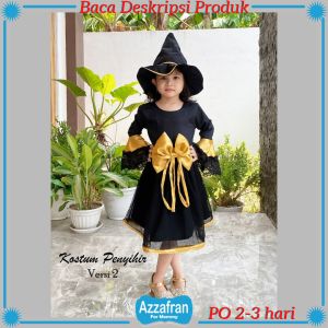 Costum Penyihir | Dress Kostum Halloween Anak Perempuan dan Dewasa | Baju Karnaval Ulang Tahun