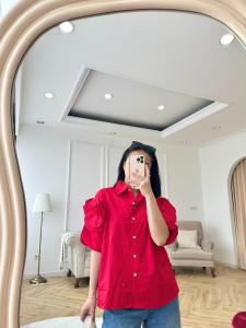 NANDO ATASAN KEMEJA WANITA LENGAN PENDEK FLOWERS BAHAN KATUN POPLIN