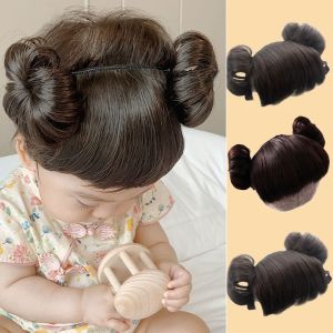 CHICNOOK ที่มีคุณภาพสูง สีดำสีดำ ขนปุยฟู วิกผมคอสเพลย์ ทารกแรกเกิด เด็กๆเด็กๆ วิกผมแต่งรูปภาพ อุปกรณ์เสริมผม วิกผมแฟชั่น เครื่องประดับศีรษะเด็กหญิง ชุดประจำวันหน้าม้า ผมม้าสำหรับเด็ก ขนมปังผมเด็ก