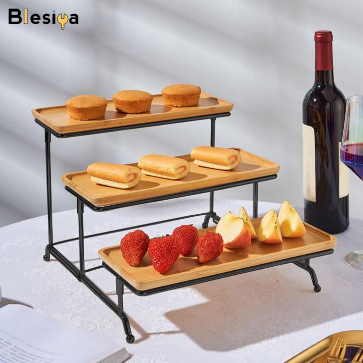 Blesiya Tier Rectangular Serving Platter Stand Set for Weddings