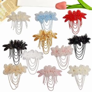 CRUSHES 1Pc Detachable Flower Patch Crystal Chiffon Beaded Decoration DIY Sewing Decals Fashion Tassel Embroidery Patch