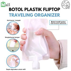 FLIP - Travel Pouch Refill Botol Transparan Tutup Fliptop Shower Gel & Shampo Portable
