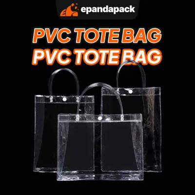 Transparent PVC Tote Bag Beg Plastik Cenderahati Clear Handle Bag Door Gift Hadiah Packaging