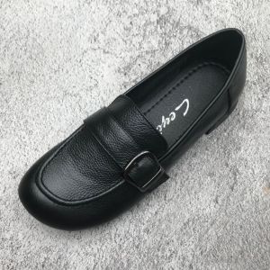 ZAZA Black Shoes for Women High Heel Leather Shoes Office Work Shoes Soft Vintage Shoes Kasut Perempuan Korean Style