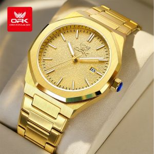 OPK Simple Fashion mens watch Waterproof Luminous Quartz Original Stylish Calendar Stainless Steel watches for men
