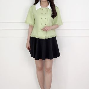SV 6410 - Toverra Blazer Top | Silvervogue | Atasan Tweed Pakaian Kasual Wanita