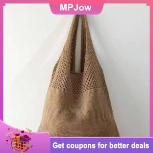 【MPJow】 Retro Fashion Portable Knitted Yarn Storage Bag Large Capacity Leisure Shoulder Bag Shopping Bag Practical Tote Bag Handbag