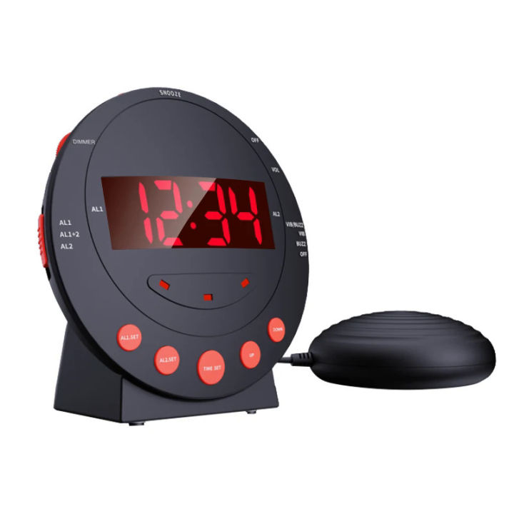 3in1 Vibrating Alarm Flashing Light LED Alarm Clock Snooze Bed Shaker