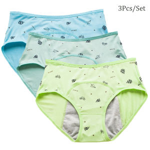 3/5PCS Girls Menstrual Underwear 3 Layer Leak Proof Period Panties Modal Briefs for Ladies 13-18 Years Old S/M/L