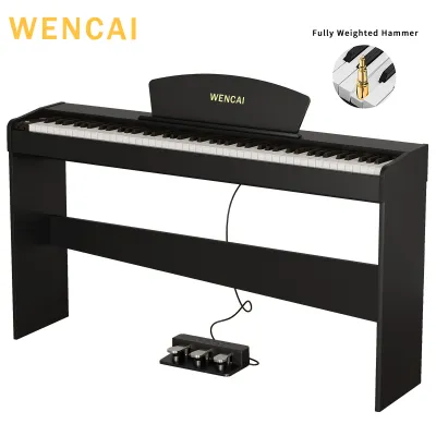 WENCAI 88 Key Digital Piano Keyboard Action Full-size Digital Pianos for Beginners Adults Wooden Upright Piano with Sheet Music Stand Supports USB-MIDI White