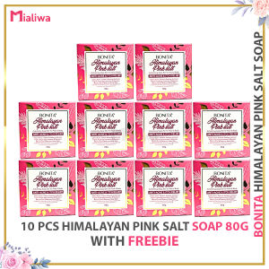 10 Pcs Bonita Himalayan Pink Salt Soap 80g Sabon Pampaputi Exfoliating Moisturizing Face Body Wash Moisturizer Shea Butter Glycerin Acne Pimple Pores Pekas Melasma Peklat Scar Blemishes Wrinkles Dark Spots Hydrating Beauty Glass Skin Care For Men & Women