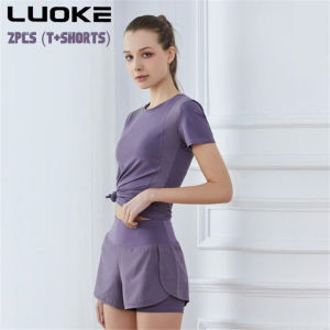 LUOKEกางเกงโยคะสำหรับผู้หญิงกระเป๋าสองใบรัดออกกำลังกายGymขี่จักรยานกางเกงกีฬาขาสั้นJoggingกางเกงขาสั้นสำหรับสตรีวิ่ง2ใน1กางเกงขาสั้น