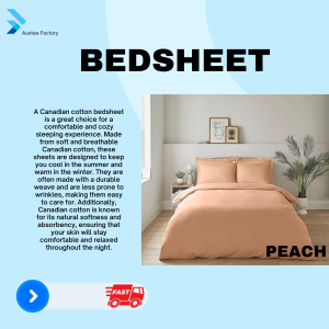 Checked Austee Bedsheets With Pillow Cases Plain  Color Canadian Cotton Fabrics Peach