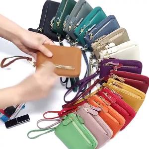 New New Arrival Genuine Leather Coin Purse Womens Multifunctional Clutch Short Wallet First Layer Cowhide Card Holder Coin Bag㏇0706
