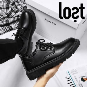 2024 New trendy leather Martin boots Korean style casual high boots top mens soled shoes