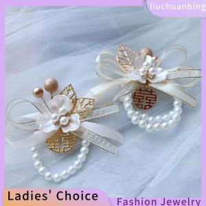 [COD] liuchuanbing Jewellery Tinh Tế Nguồn Cung Cấp Đám Cưới Thời Trang Cô Dâu Ngọc Trai Cỏ Ba Lá Cổ Tay Hoa Thanh Lịch Phù Dâu Dây Đeo Cổ Tay Đồ Trang Sức Phụ Kiện Quà Tặng
