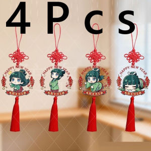 4Pcs/Lot Spring Festival Festive Red Tassel Kusuriya No Hitorigoto The Apothecary Diaries Keychain Maomao Acrylic Chain for Pants Womans Key Chain Men Pendant Jewelry