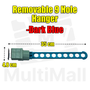 Removable 9 Hole Hanger –  Dark Blue Wall-Mounted Window Frame Drying Rack Space-Saving Multifunctional and Portable Balcony Drying Rod for Towels and Clothes |Hanger| Clothes and Hanger| Hole Hanger