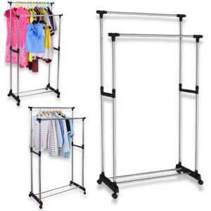 DOUBLE RODE RACK gantungan baju 2 lapis display stand hanger