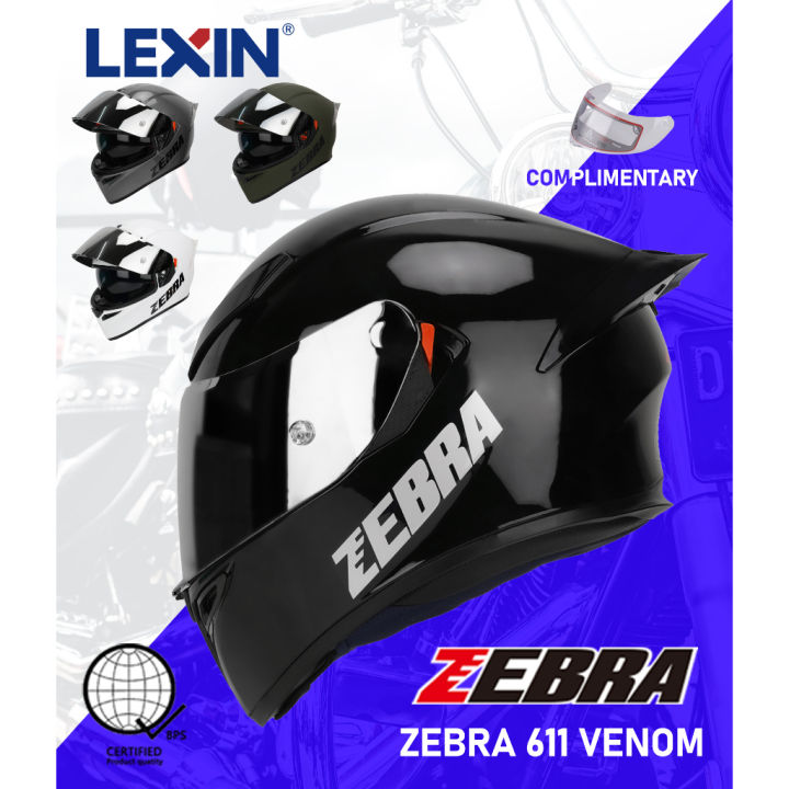 Zebra Motorcycles Full Face Helmet Dual Visor Motor Helmets Lexin YM