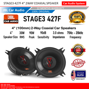 100% Original JBL Stage3 427F 4 Inch (100mm) 2-Way Coaxial Car Speakers Audio System Ready Stock