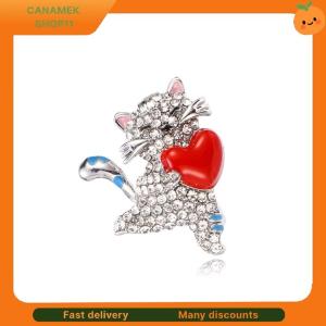 ❣️❣️❣️ Hold Heart Cat Brooch Pins For Women Lady Cute Rhinestone Pets Animal Clothes Collar Brooches Badge Gifts
