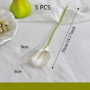 YUNAFIN 75 Cm Artificial Calla Lily Flowers White EVA Wedding Bouquet Simulation Faux Plants Wedding