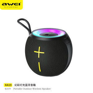 Awei KA19 Portable Mini Wireless Speakers Bluetooth 5.3 TWS Interconnected Colorful RGB Lights IPX4 Waterproof USB Bass Music Speaker Support AUX Micro-SD Card U Disk For Home Outdoor PC Computer 蓝牙音箱