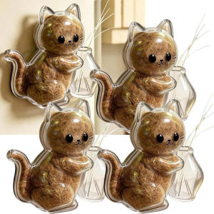 Fridge Magnet Cat Hair Keepsake Box/Transparent Storage Box For Cat Whiskers Pet Hair/Refrigerator Decor For Pet Owners/Cute Cat Shape Memento