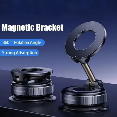 Secure Mount Magnetic Phone Holder - 360° Rotation Car Mount for Navigation & Home Use with Strong Suction Bracket