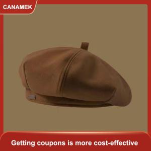 【CANAMEK】 Mũ nồi Nữ Màu Trơn Mũ Lưỡi Trai Họa Sĩ họa sĩ retro thời trang Hàn Quốc Mũ Lưỡi Trai Mũ Lưỡi Trai Mũ Lưỡi Trai