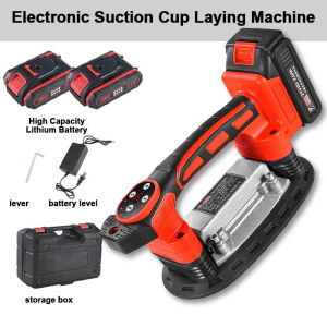CHUANGCHAO 6 Gears Professional Floor Tile Tiling Machine Portable One-handed Operate Ceramic Wall Tile Tiling Tool 100Kg Super Adsorption Strength Vibrators Suction for 120x120cm Tiles +1/2 Battery