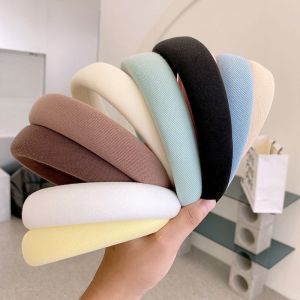 Bando Kain Busa Tebal Wanita Korea Headband Cloud Polos Bando Nagita Lebar Empuk Bandana Lembut Warna Pastel Hair