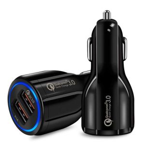 KNQ12 Luminous Dual USB Bowling Fast Charging 5V 3.1A Dual USB Port QC3.0 Car Charger Quick Charge White Car Fast Charging Mobile Phone Charging