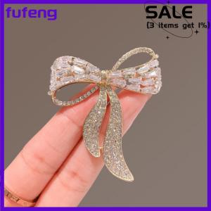 fufeng Bow Tie Rhinestone Brooch Female Simple Personality Fashion Pin Suit Anti-light Corsage Jewelry Gift