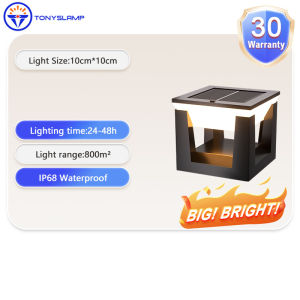 Tonys Solar Pillar Light Outdoor Lighting LED Aluminium garden lamp Waterproof IP68  Automatic sensor Warm White Christmas Light