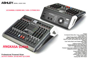 Power Mixer ASHLEY AUDIO 1000 ORIGINAL / Mixer + Power ASHLEY AUDIO1000 10 CHANNEL
