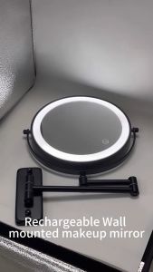 Dressing Mirror Wall Mounted 8 Inch Magnifying 10x Two-sides Mirror Space Aluminum Black Makeup Mirror Cosmetic Mirror Lady Gift