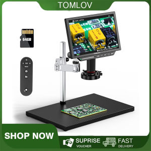 TOMLOV TM4K Max 4K Digital Microscope 2000x 10.1" HDMI 52MP Spin Arm Soldering Microscope 64GB for Adults Children  Electronics Repair Microscope with Ring Light Larger Base LCD Coin Microscope Full View